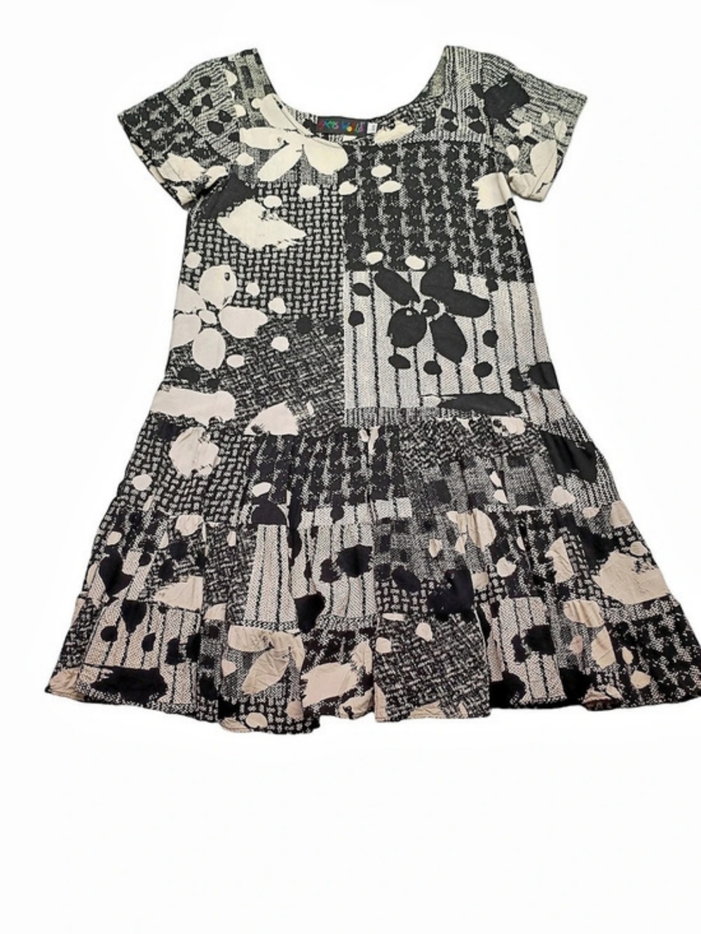 Jams World Abstract Mini Dress in Black & Cream Size XS
